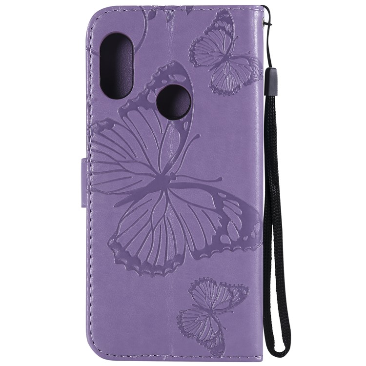 Imprinted Butterfly 2 Card Slots Magnetic Stand Leather Cell Phone Case for Xiaomi Mi A2 Lite / Redmi 6 Pro - Purple-3