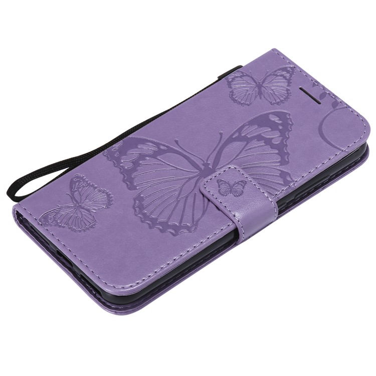Imprinted Butterfly 2 Card Slots Magnetic Stand Leather Cell Phone Case for Xiaomi Mi A2 Lite / Redmi 6 Pro - Purple-5