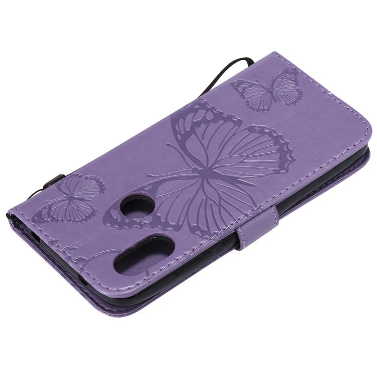 Imprinted Butterfly 2 Card Slots Magnetic Stand Leather Cell Phone Case for Xiaomi Mi A2 Lite / Redmi 6 Pro - Purple-6