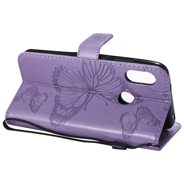 Imprinted Butterfly 2 Card Slots Magnetic Stand Leather Cell Phone Case for Xiaomi Mi A2 Lite / Redmi 6 Pro - Purple-7