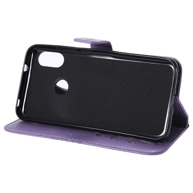 Imprinted Butterfly 2 Card Slots Magnetic Stand Leather Cell Phone Case for Xiaomi Mi A2 Lite / Redmi 6 Pro - Purple-8