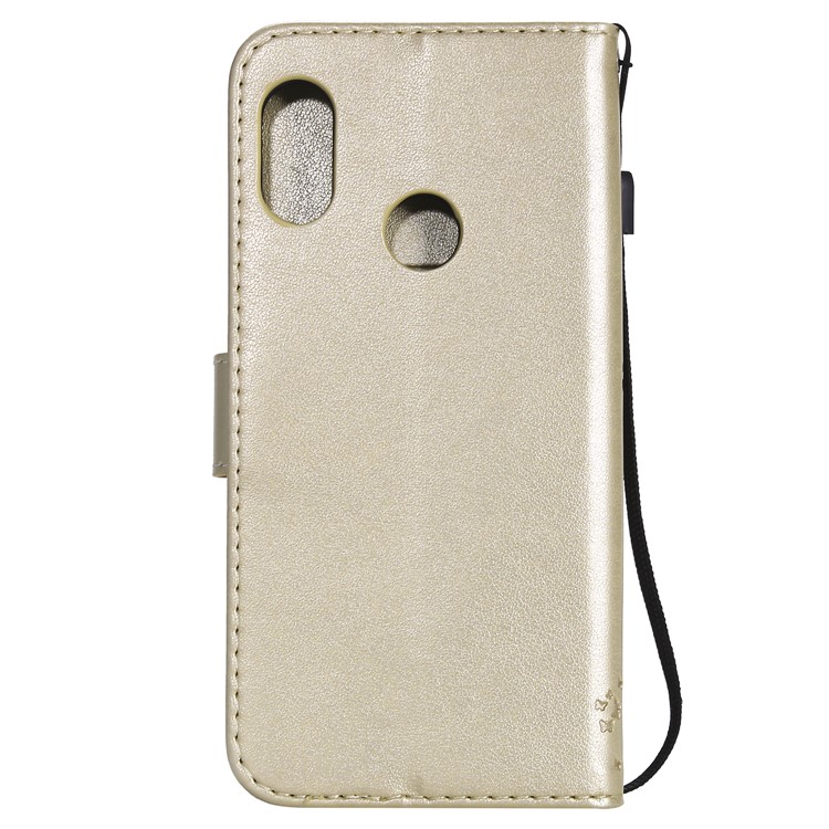 Imprint Cat and Tree Leather Protection Cover for Xiaomi Mi A2 Lite / Redmi 6 Pro (China) - Gold-3