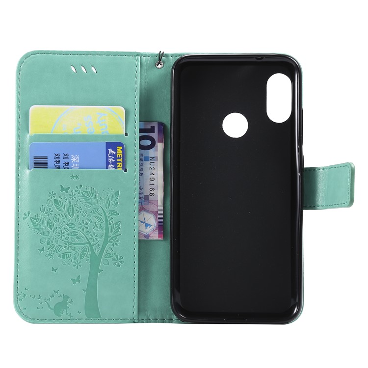 Imprint Cat and Tree PU Leather Protective Shell for Xiaomi Mi A2 Lite / Redmi 6 Pro (China) - Cyan-4