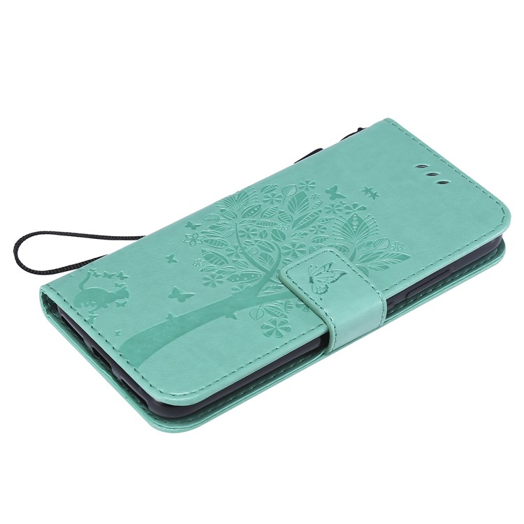 Imprint Cat and Tree PU Leather Protective Shell for Xiaomi Mi A2 Lite / Redmi 6 Pro (China) - Cyan-5