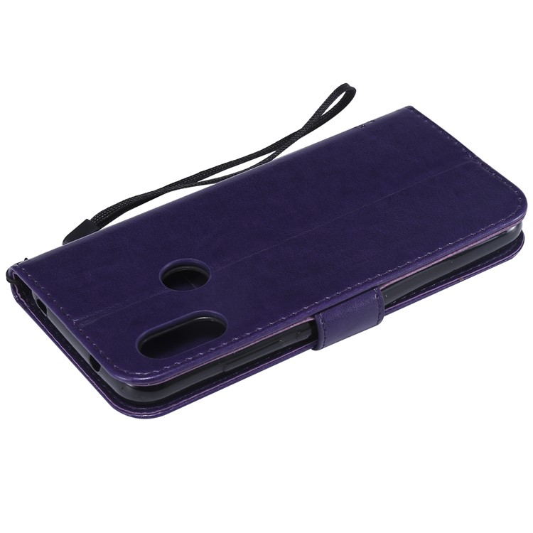 Imprint Cat and Tree Card Holder Leather Cell Phone Cover for Xiaomi Mi A2 Lite / Redmi 6 Pro (China) - Dark Purple-6