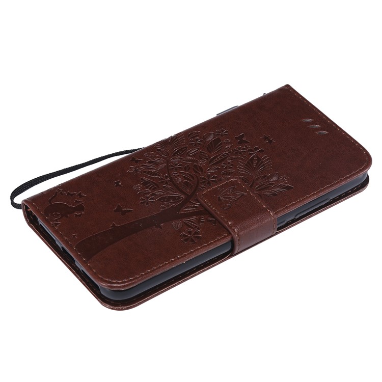 Imprint Cat and Tree Wallet Leather Mobile Phone Shell with Stand for Xiaomi Mi A2 Lite / Redmi 6 Pro (China) - Brown-5