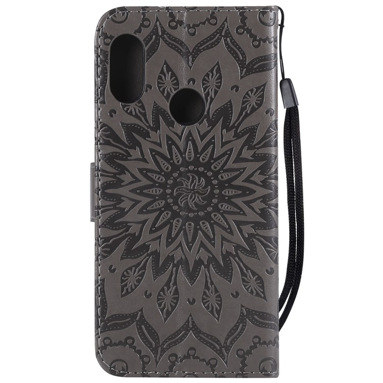 Imprint Sunflower PU Leather Wallet Magnetic Stand Case for Xiaomi Mi A2 Lite / Redmi 6 Pro - Grey-3