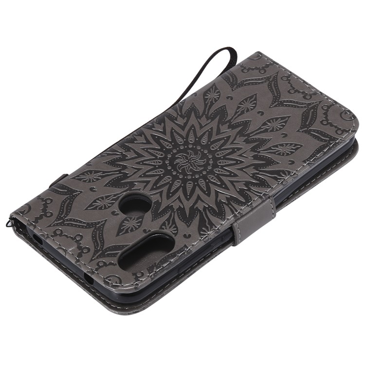 Imprint Sunflower PU Leather Wallet Magnetic Stand Case for Xiaomi Mi A2 Lite / Redmi 6 Pro - Grey-6