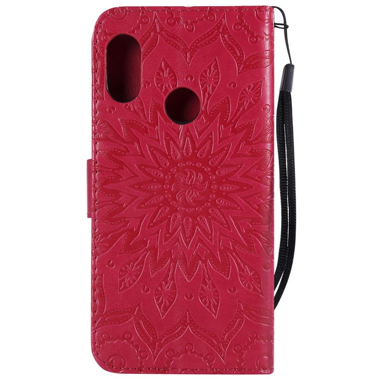 Imprint Sunflower PU Leather Wallet Magnetic Stand Shell for Xiaomi Mi A2 Lite / Redmi 6 Pro - Red-3