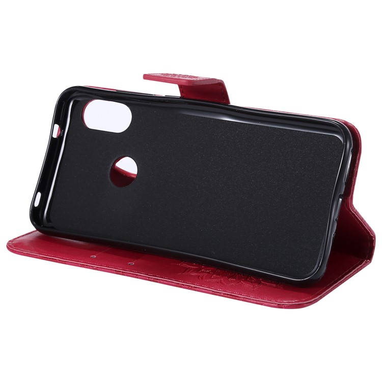 Imprint Sunflower PU Leather Wallet Magnetic Stand Shell for Xiaomi Mi A2 Lite / Redmi 6 Pro - Red-8