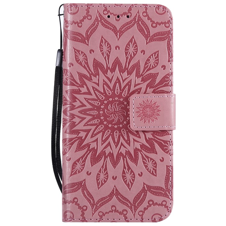 Imprint Sunflower PU Leather Wallet Magnetic Stand Cover for Xiaomi Mi A2 Lite / Redmi 6 Pro - Pink-2