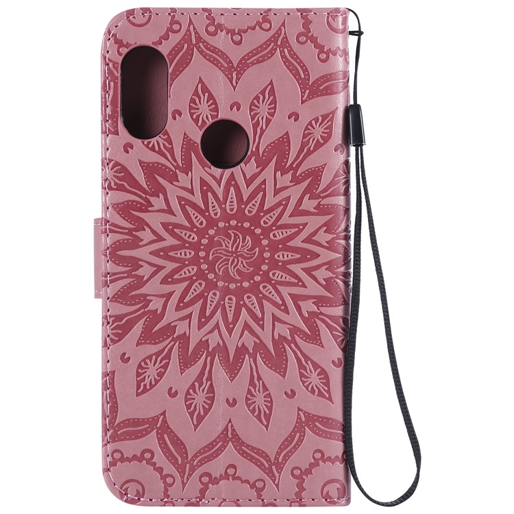 Imprint Sunflower PU Leather Wallet Magnetic Stand Cover for Xiaomi Mi A2 Lite / Redmi 6 Pro - Pink-3