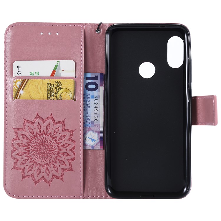 Imprint Sunflower PU Leather Wallet Magnetic Stand Cover for Xiaomi Mi A2 Lite / Redmi 6 Pro - Pink-4