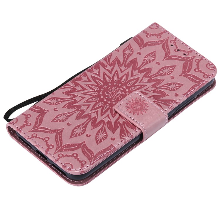 Imprint Sunflower PU Leather Wallet Magnetic Stand Cover for Xiaomi Mi A2 Lite / Redmi 6 Pro - Pink-5
