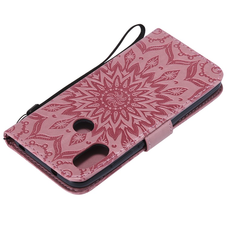 Imprint Sunflower PU Leather Wallet Magnetic Stand Cover for Xiaomi Mi A2 Lite / Redmi 6 Pro - Pink-6