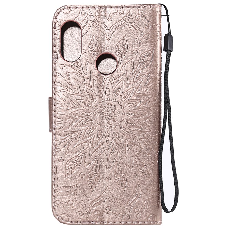 Imprint Sunflower PU Leather Wallet Magnetic Stand Shell Accessory for Xiaomi Mi A2 Lite / Redmi 6 Pro - Rose Gold-3