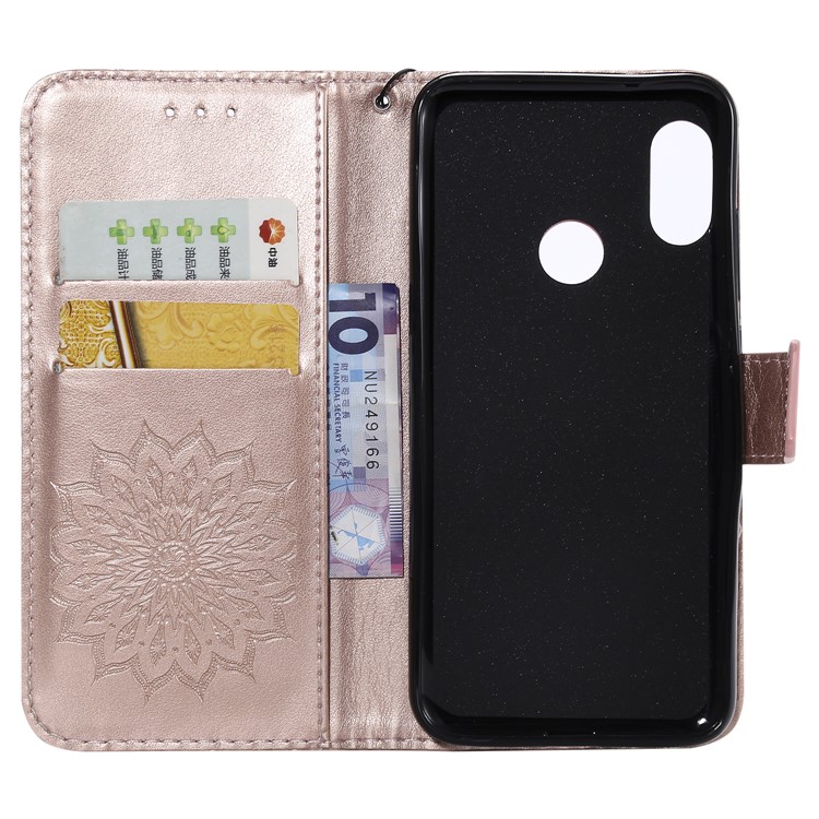 Imprint Sunflower PU Leather Wallet Magnetic Stand Shell Accessory for Xiaomi Mi A2 Lite / Redmi 6 Pro - Rose Gold-4