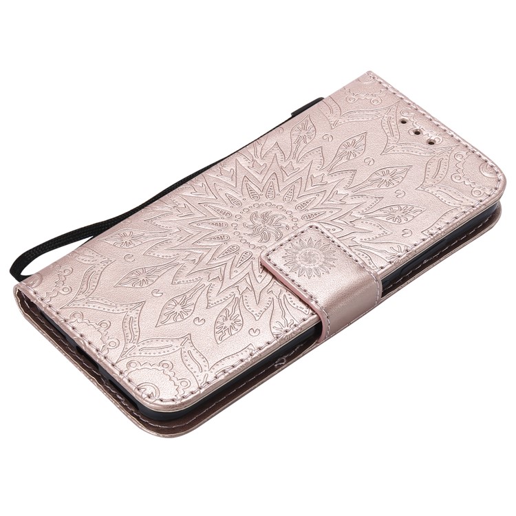 Imprint Sunflower PU Leather Wallet Magnetic Stand Shell Accessory for Xiaomi Mi A2 Lite / Redmi 6 Pro - Rose Gold-5