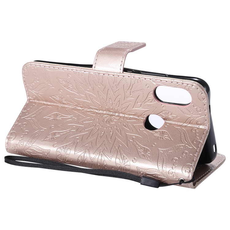 Imprint Sunflower PU Leather Wallet Magnetic Stand Shell Accessory for Xiaomi Mi A2 Lite / Redmi 6 Pro - Rose Gold-7