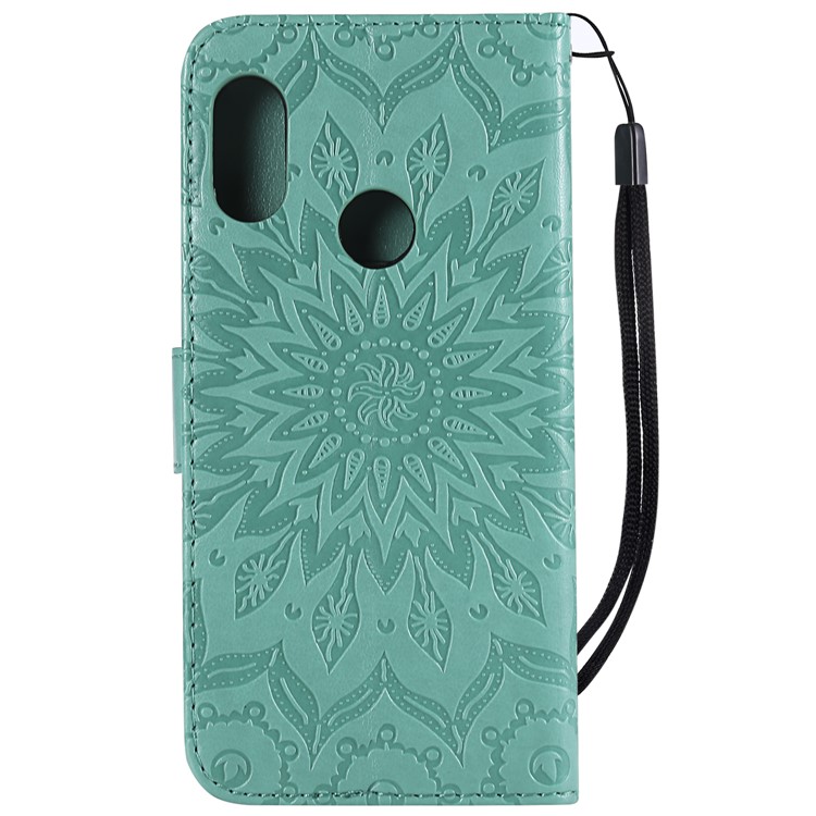 Imprint Sunflower PU Leather Wallet Stand Magnetic Shell for Xiaomi Mi A2 Lite / Redmi 6 Pro - Green-3