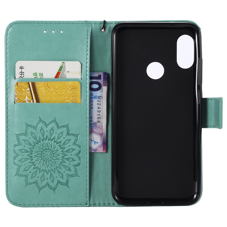 Imprint Sunflower PU Leather Wallet Stand Magnetic Shell for Xiaomi Mi A2 Lite / Redmi 6 Pro - Green-4