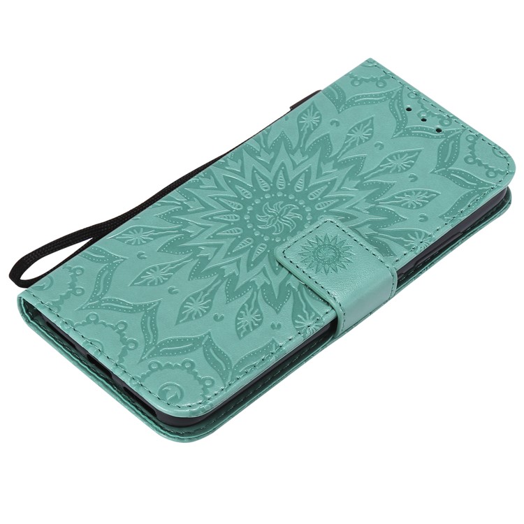 Imprint Sunflower PU Leather Wallet Stand Magnetic Shell for Xiaomi Mi A2 Lite / Redmi 6 Pro - Green-5