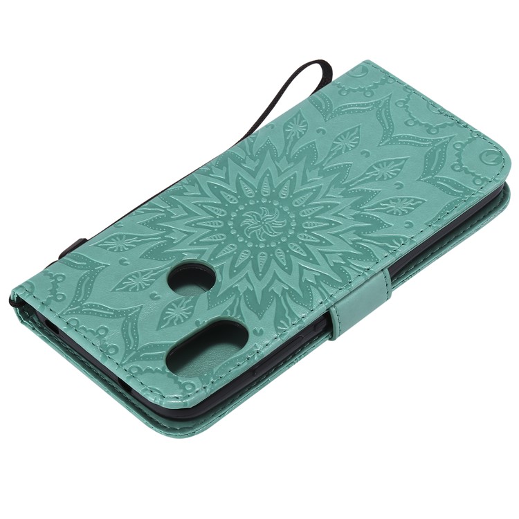 Imprint Sunflower PU Leather Wallet Stand Magnetic Shell for Xiaomi Mi A2 Lite / Redmi 6 Pro - Green-6