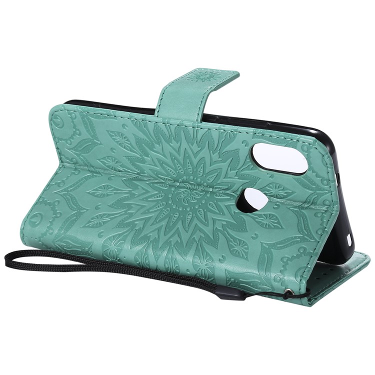 Imprint Sunflower PU Leather Wallet Stand Magnetic Shell for Xiaomi Mi A2 Lite / Redmi 6 Pro - Green-7