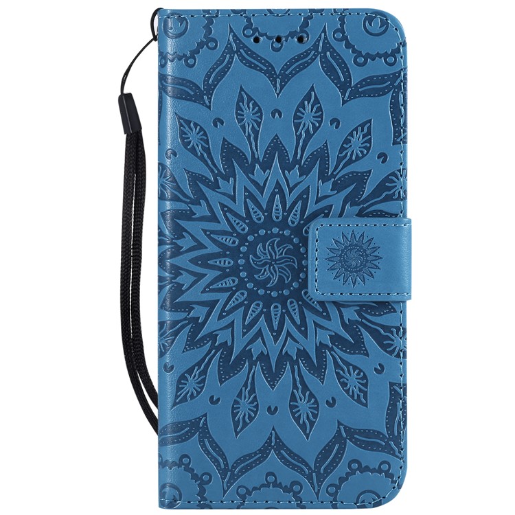 Imprint Sunflower PU Leather Magnetic Stand Wallet Shell for Xiaomi Mi A2 Lite / Redmi 6 Pro - Blue-2