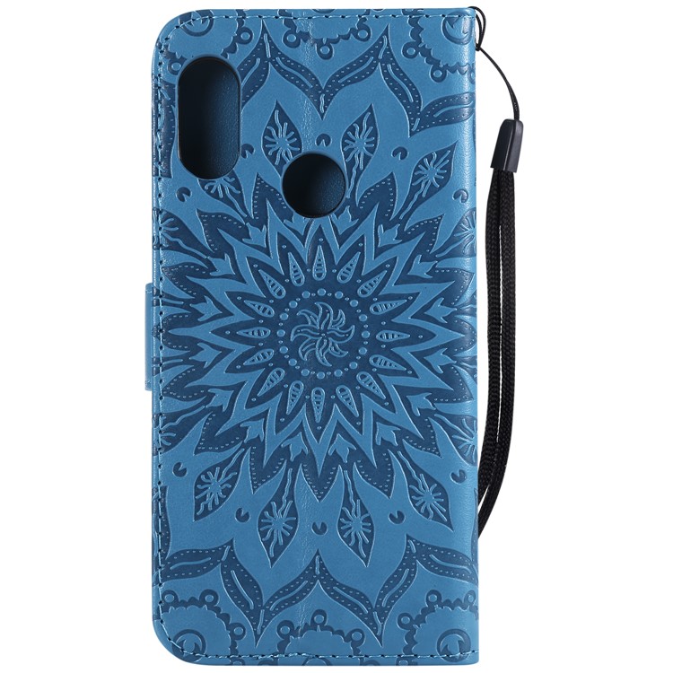 Imprint Sunflower PU Leather Magnetic Stand Wallet Shell for Xiaomi Mi A2 Lite / Redmi 6 Pro - Blue-3