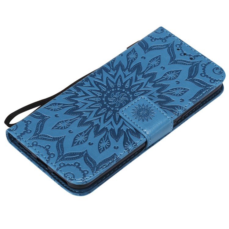 Imprint Sunflower PU Leather Magnetic Stand Wallet Shell for Xiaomi Mi A2 Lite / Redmi 6 Pro - Blue-5