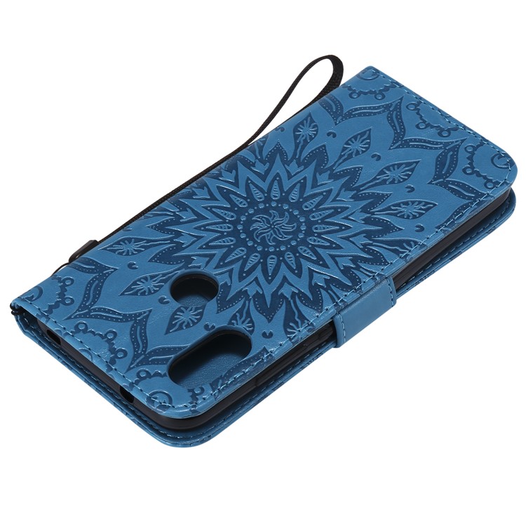Imprint Sunflower PU Leather Magnetic Stand Wallet Shell for Xiaomi Mi A2 Lite / Redmi 6 Pro - Blue-6