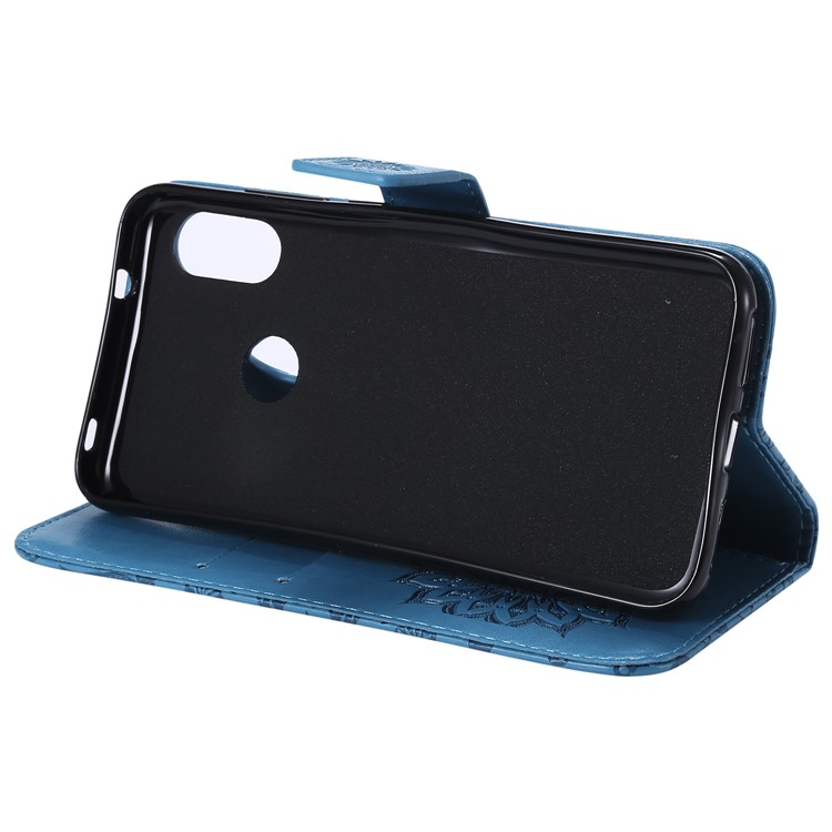 Imprint Sunflower PU Leather Magnetic Stand Wallet Shell for Xiaomi Mi A2 Lite / Redmi 6 Pro - Blue-8