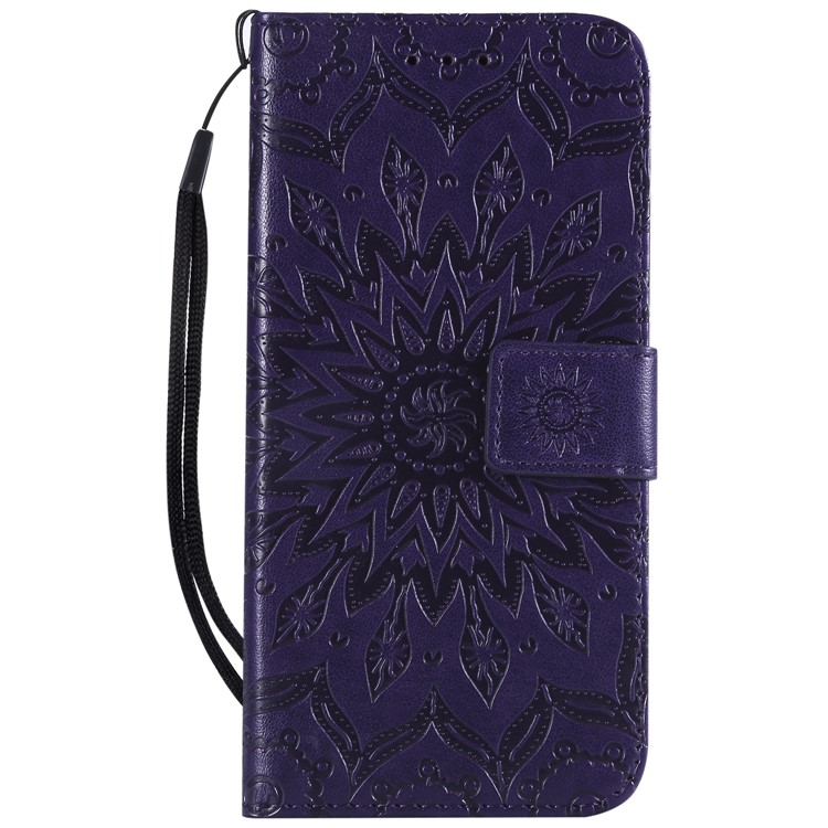 Aufdruck Sonnenblume Brieftasche Magnetständer PU Lederschale Für Xiaomi Mi A2 Lite / Redmi 6 Pro - Lila-2