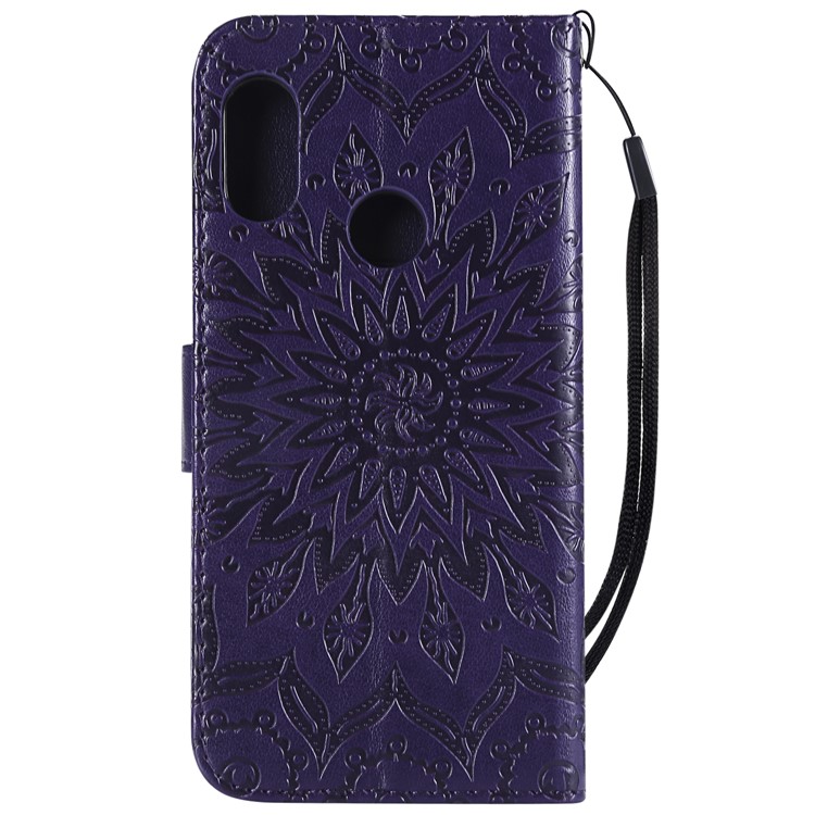 Aufdruck Sonnenblume Brieftasche Magnetständer PU Lederschale Für Xiaomi Mi A2 Lite / Redmi 6 Pro - Lila-3