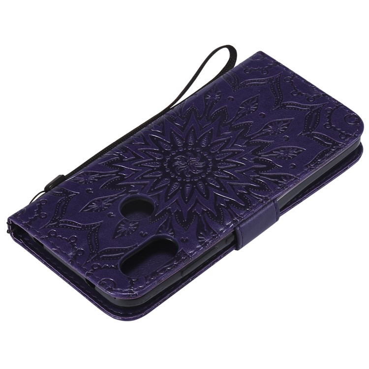 Aufdruck Sonnenblume Brieftasche Magnetständer PU Lederschale Für Xiaomi Mi A2 Lite / Redmi 6 Pro - Lila-6