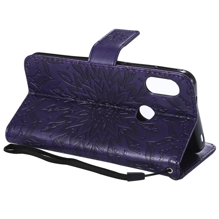 Aufdruck Sonnenblume Brieftasche Magnetständer PU Lederschale Für Xiaomi Mi A2 Lite / Redmi 6 Pro - Lila-7