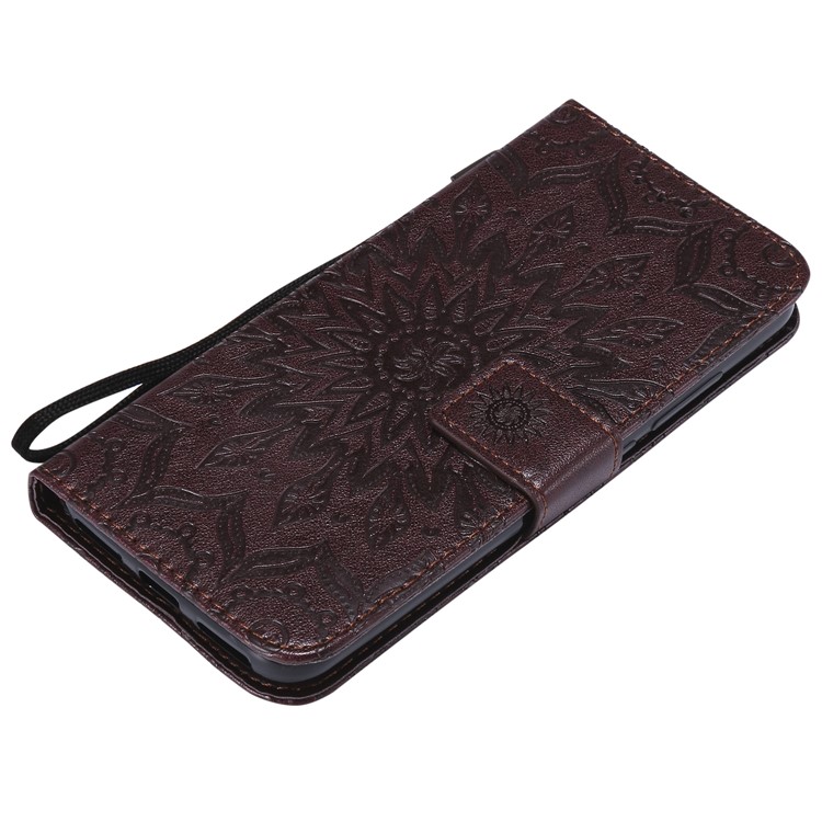 Imprint Sunflower Magnetic Stand PU Leather Wallet Case for Xiaomi Mi A2 Lite / Redmi 6 Pro - Brown-5