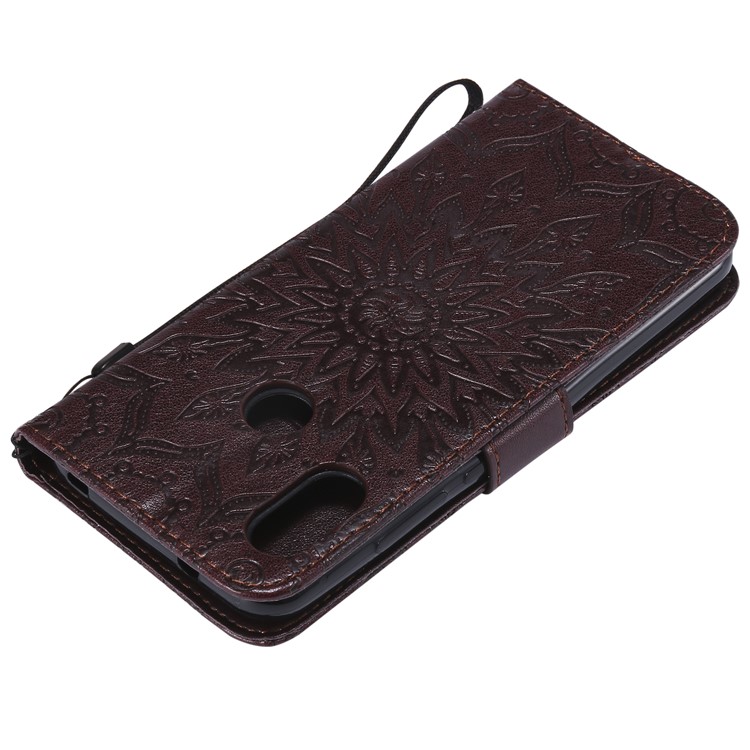 Imprint Sunflower Magnetic Stand PU Leather Wallet Case for Xiaomi Mi A2 Lite / Redmi 6 Pro - Brown-6