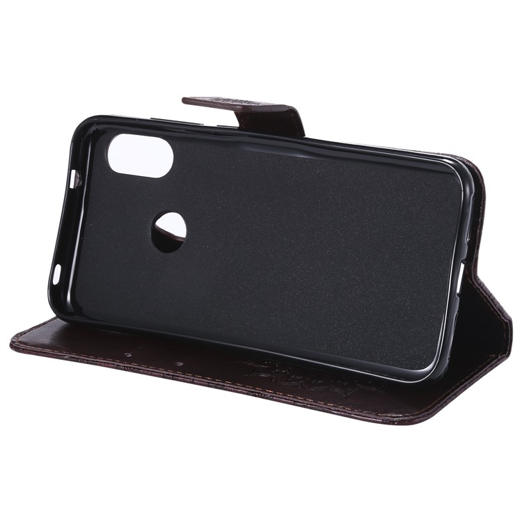 Imprint Sunflower Magnetic Stand PU Leather Wallet Case for Xiaomi Mi A2 Lite / Redmi 6 Pro - Brown-8