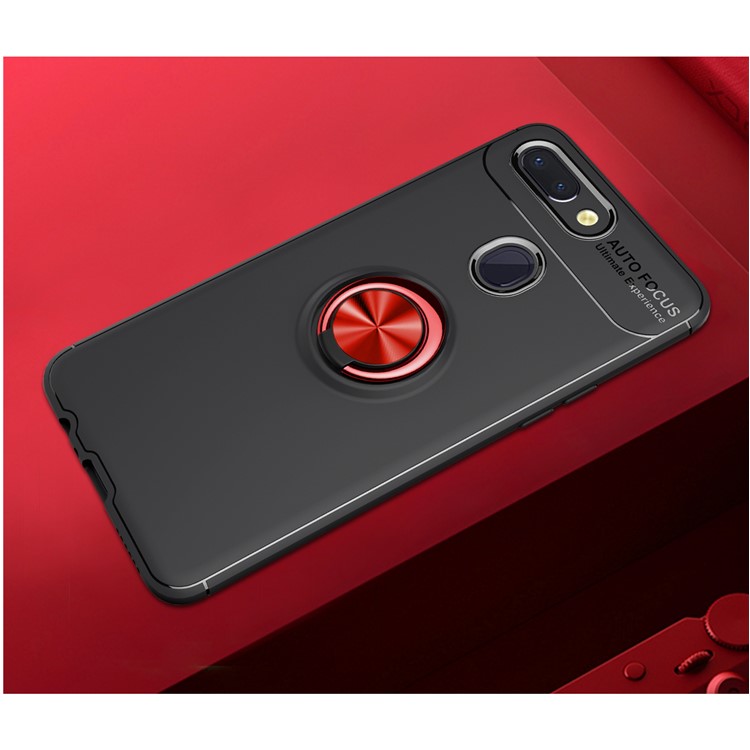 Finger Ring Kickstand Phone Shell TPU Back Casing for Xiaomi Mi 8 Lite / Mi 8 Youth (Mi 8X) (Built-in Metal Sheet) - Black / Red-2