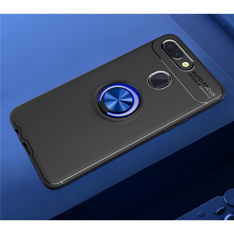 Finger Ring Kickstand TPU Accessory Back Cover for Xiaomi Mi 8 Lite / Mi 8 Youth (Mi 8X) (Built-in Metal Sheet) - Black / Blue-2