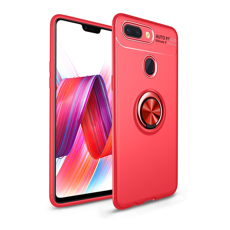 Finger Ring Kickstand TPU Mobile Cover for Xiaomi Mi 8 Lite / Mi 8 Youth (Mi 8X) (Built-in Metal Sheet) - Red-1