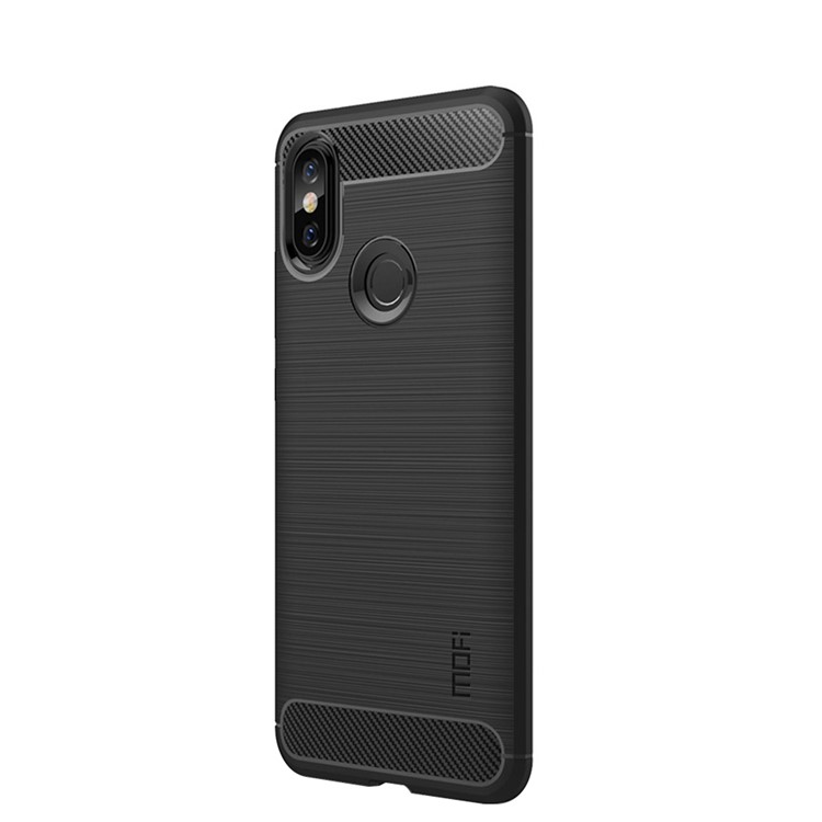 MOFI Carbon Fiber Texture Brushed TPU Protection Mobile Phone Case for Xiaomi Redmi Note 6 Pro - Black-1