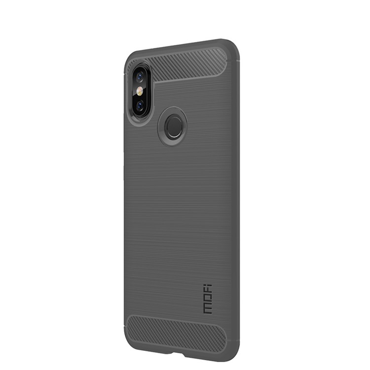 MOFI Carbon Fiber Texture Brushed TPU Protection Mobile Phone Cover for Xiaomi Redmi Note 6 Pro - Grey-1