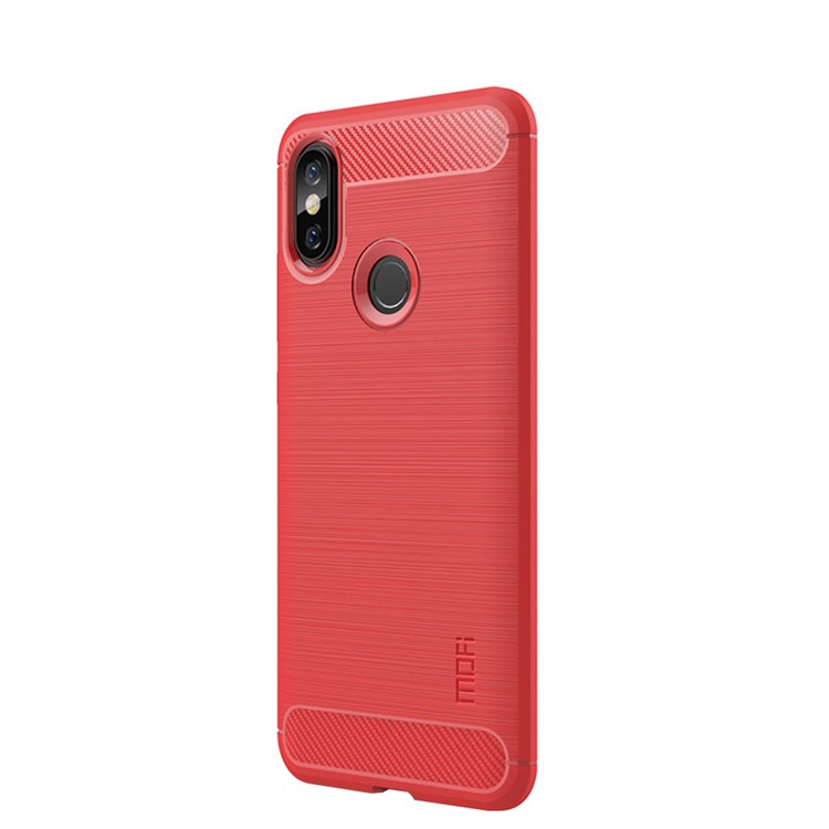 MOFI Carbon Fiber Texture Brushed TPU Protection Mobile Phone Shell for Xiaomi Redmi Note 6 Pro - Red-1