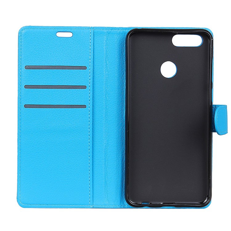 Litchi Grain PU Leather Magnetic Wallet Phone Cover for Xiaomi Mi 8 Lite / Mi 8 Youth (Mi 8X) - Blue-6