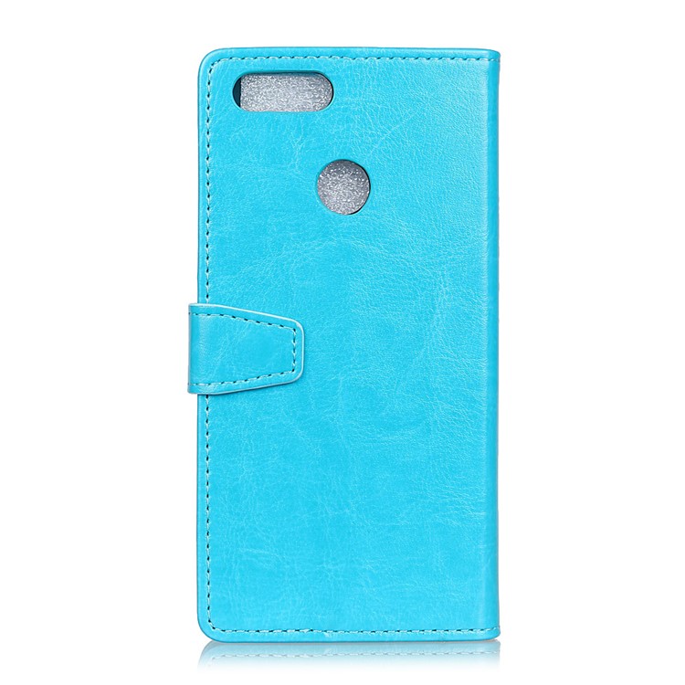 Crazy Horse Stand Wallet Leather Cell Phone Case for Xiaomi Mi 8 Lite / Mi 8 Youth (Mi 8X) - Blue-3