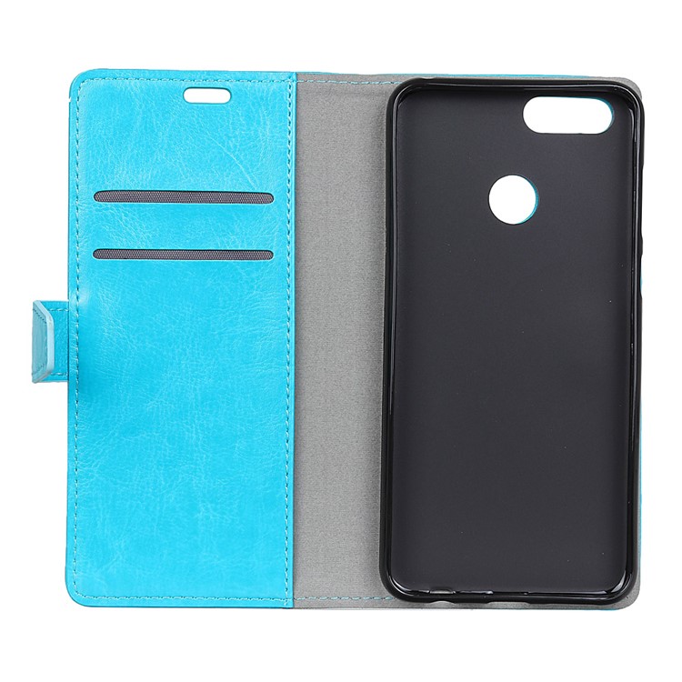 Crazy Horse Stand Wallet Leather Cell Phone Case for Xiaomi Mi 8 Lite / Mi 8 Youth (Mi 8X) - Blue-4