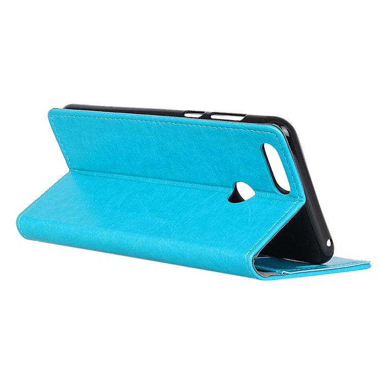 Crazy Horse Stand Wallet Leather Cell Phone Case for Xiaomi Mi 8 Lite / Mi 8 Youth (Mi 8X) - Blue-5